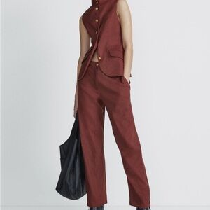 rag & bone mahogany dawn linen Women's Trousers NWT 2